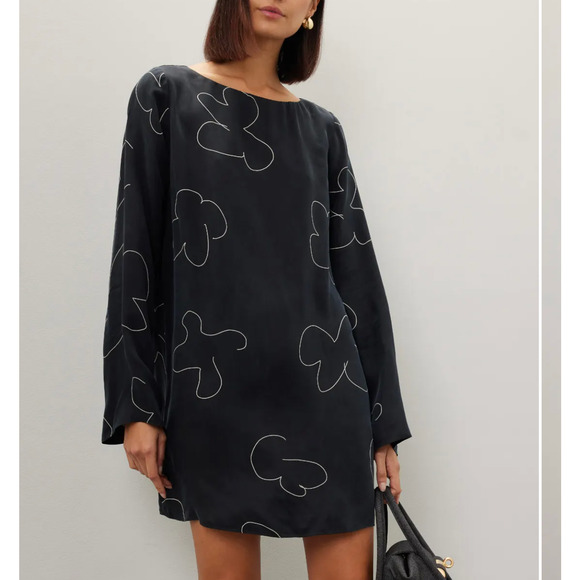 Madewell Black Mod Mini Shift Dress Black SMALL Career Business Casual $110 - Picture 1 of 9